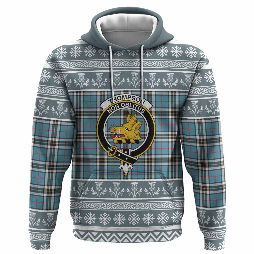 Thompson (Thomson) Clan Tartan Christmas Hoodie with Family Crest - Tartan Vibes Clothing