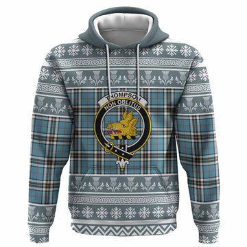 Thompson (Thomson) Clan Tartan Christmas Hoodie with Family Crest - Tartan Vibes Clothing