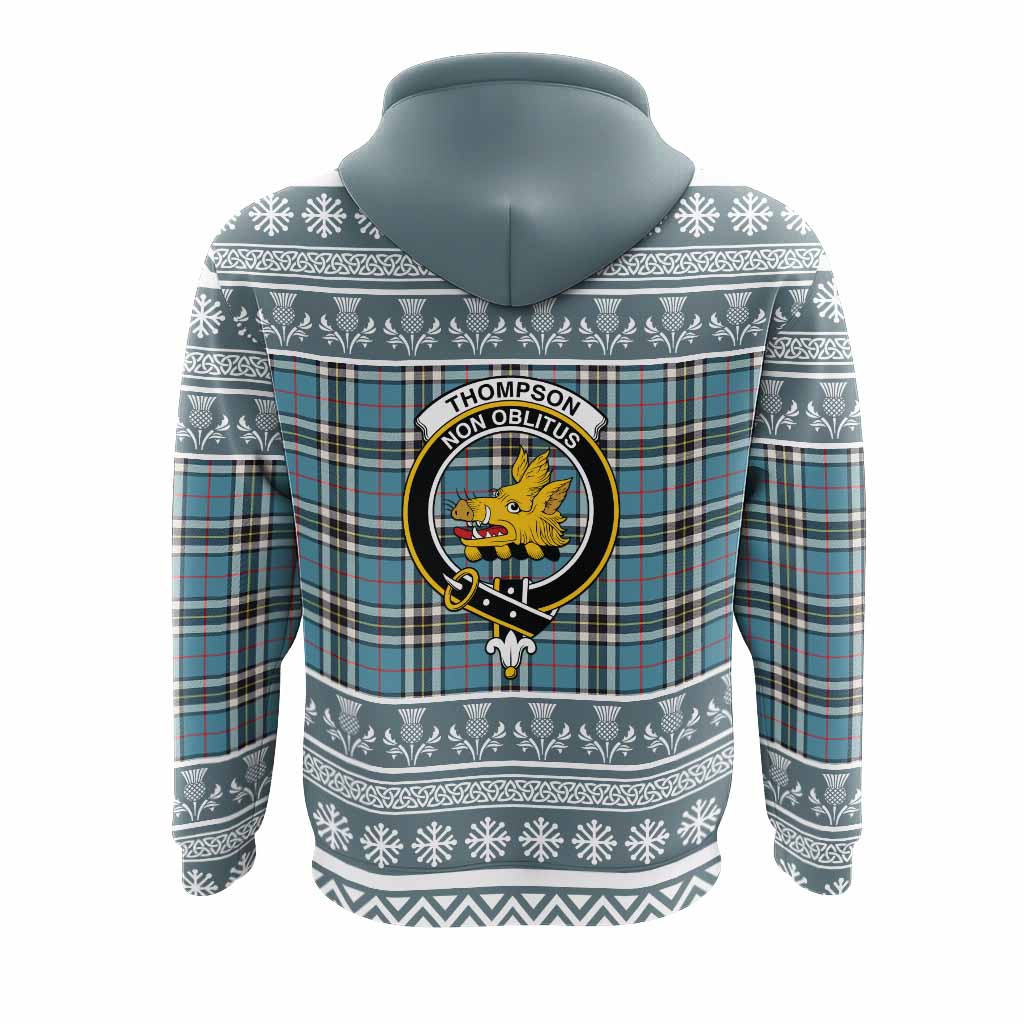 Thompson (Thomson) Clan Tartan Christmas Hoodie with Family Crest - Tartan Vibes Clothing