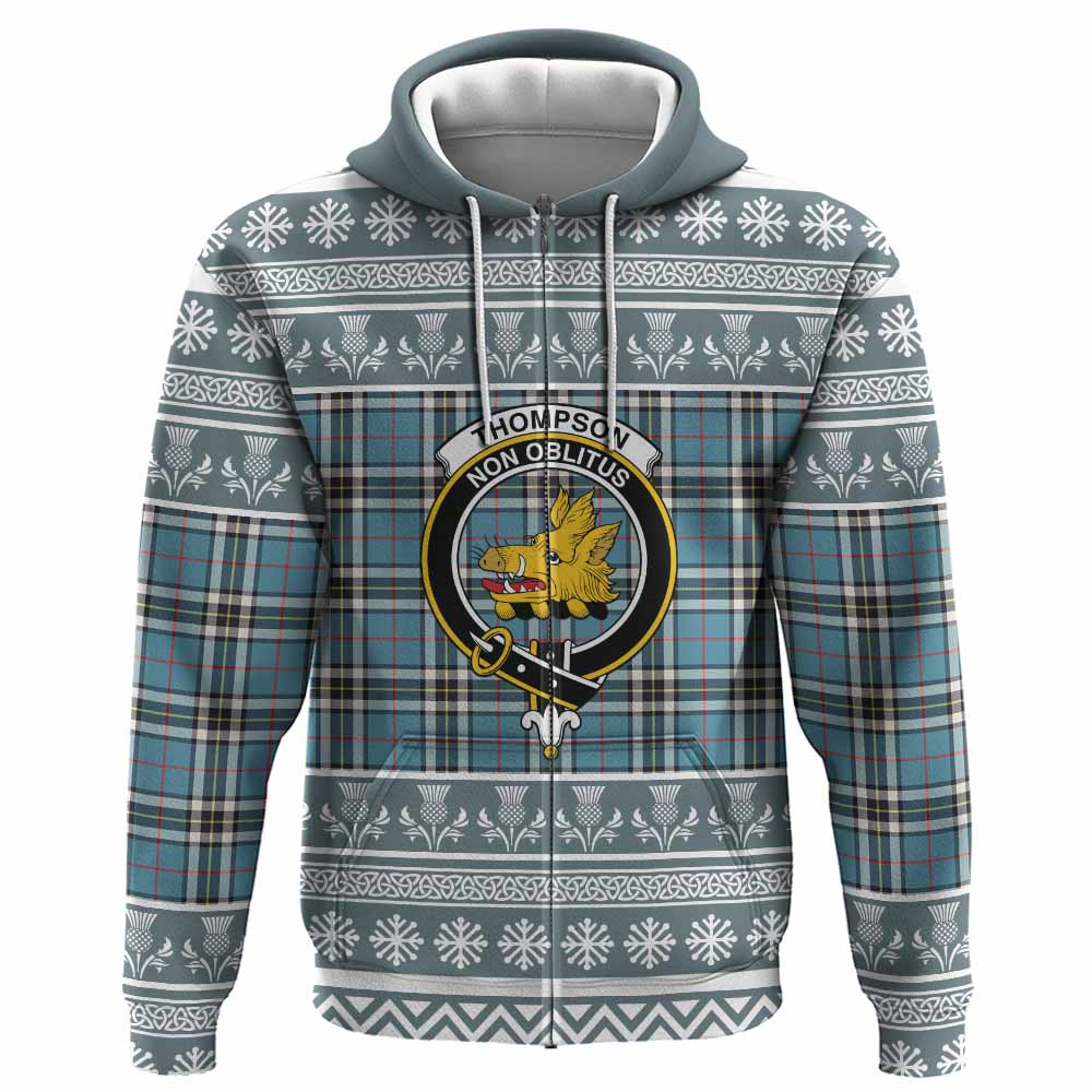 Thompson (Thomson) Clan Tartan Christmas Hoodie with Family Crest - Tartan Vibes Clothing