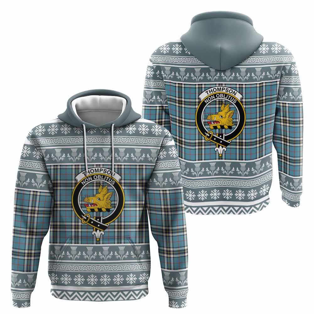 Thompson (Thomson) Clan Tartan Christmas Hoodie with Family Crest - Tartan Vibes Clothing