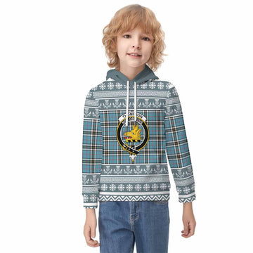 Thompson (Thomson) Clan Tartan Christmas Kid Hoodie with Family Crest
