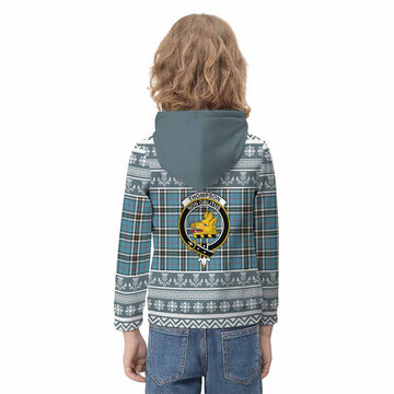 Thompson (Thomson) Clan Tartan Christmas Kid Hoodie with Family Crest