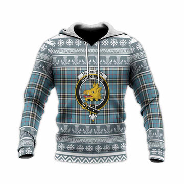 Thompson (Thomson) Clan Tartan Christmas Knitted Hoodie with Family Crest - Tartan Vibes Clothing