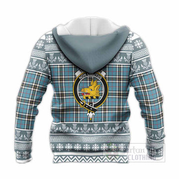 Thompson (Thomson) Clan Tartan Christmas Knitted Hoodie with Family Crest - Tartan Vibes Clothing