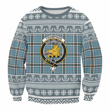 Thompson (Thomson) Clan Tartan Christmas Sweatshirt with Family Crest - Tartan Vibes Clothing
