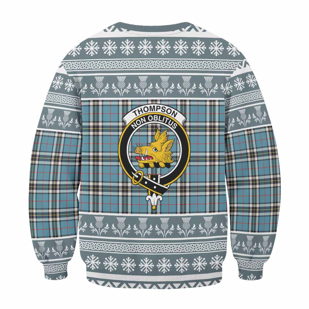 Thompson (Thomson) Clan Tartan Christmas Sweatshirt with Family Crest - Tartan Vibes Clothing