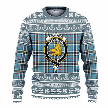 Thompson (Thomson) Clan Tartan Christmas Ugly Sweater with Family Crest - Tartan Vibes Clothing