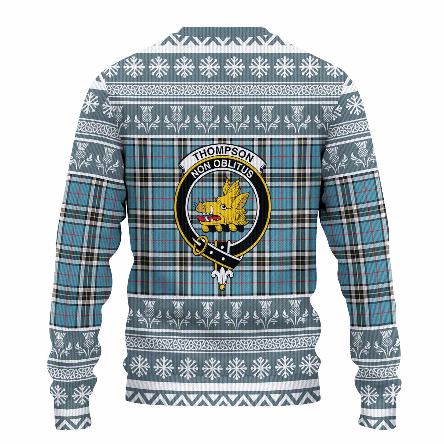 Thompson (Thomson) Clan Tartan Christmas Ugly Sweater with Family Crest - Tartan Vibes Clothing