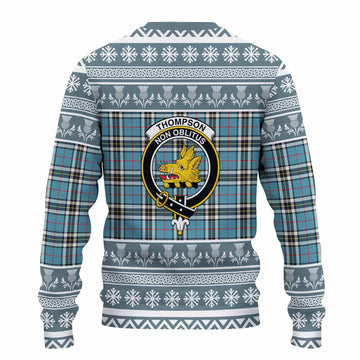 Thompson (Thomson) Clan Tartan Christmas Ugly Sweater with Family Crest - Tartan Vibes Clothing