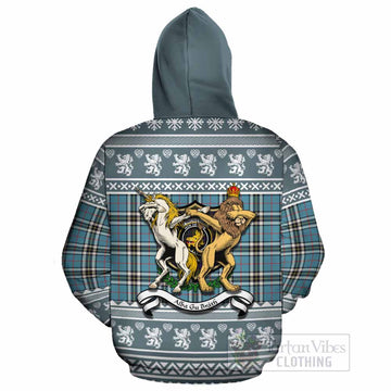 Thompson (Thomson) Clan Tartan Crest Christmas Cotton Hoodie Coat of Arms Funny Style - Tartan Vibes Clothing