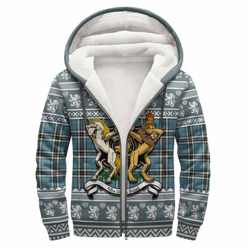 Thompson (Thomson) Clan Tartan Crest Christmas Fleece Hoodie Coat of Arms Funny Style - Tartan Vibes Clothing