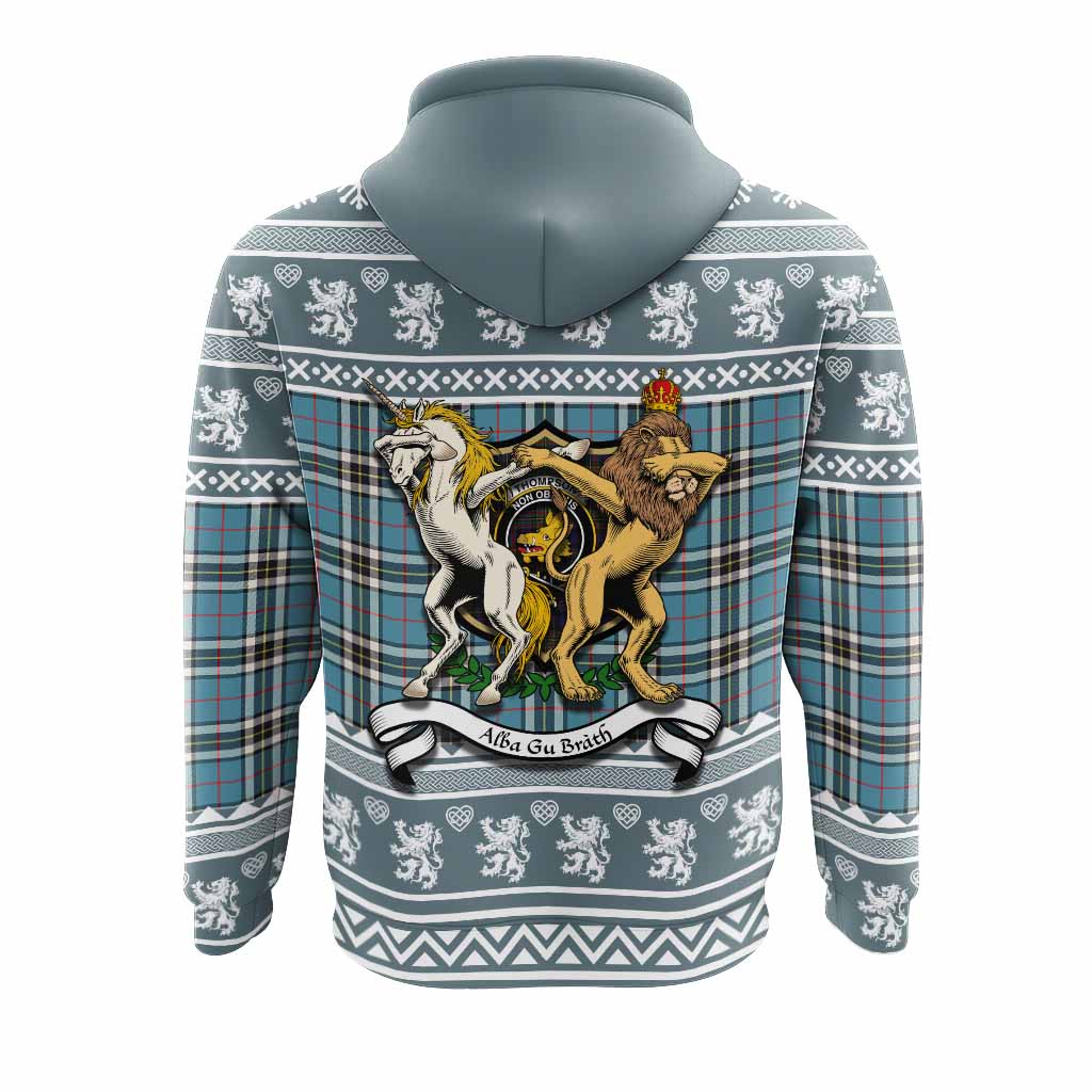 Thompson (Thomson) Clan Tartan Crest Christmas Hoodie Coat of Arms Funny Style - Tartan Vibes Clothing