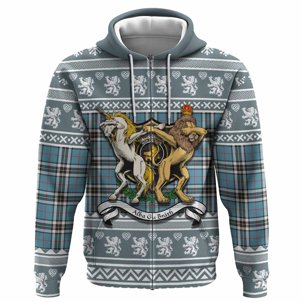 Thompson (Thomson) Clan Tartan Crest Christmas Hoodie Coat of Arms Funny Style - Tartan Vibes Clothing