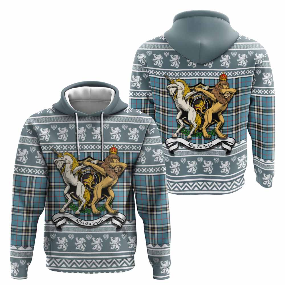 Thompson (Thomson) Clan Tartan Crest Christmas Hoodie Coat of Arms Funny Style - Tartan Vibes Clothing