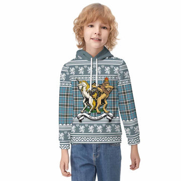 Thompson (Thomson) Clan Tartan Crest Christmas Kid Hoodie Coat of Arms Funny Style - Tartan Vibes Clothing