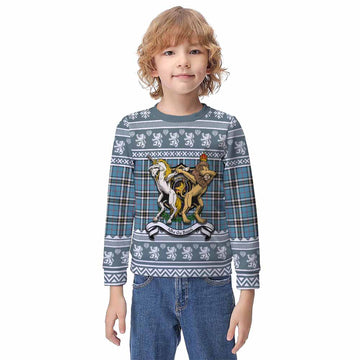 Thompson (Thomson) Clan Tartan Crest Christmas Kid Ugly Sweatshirt Coat of Arms Funny Style - Tartan Vibes Clothing