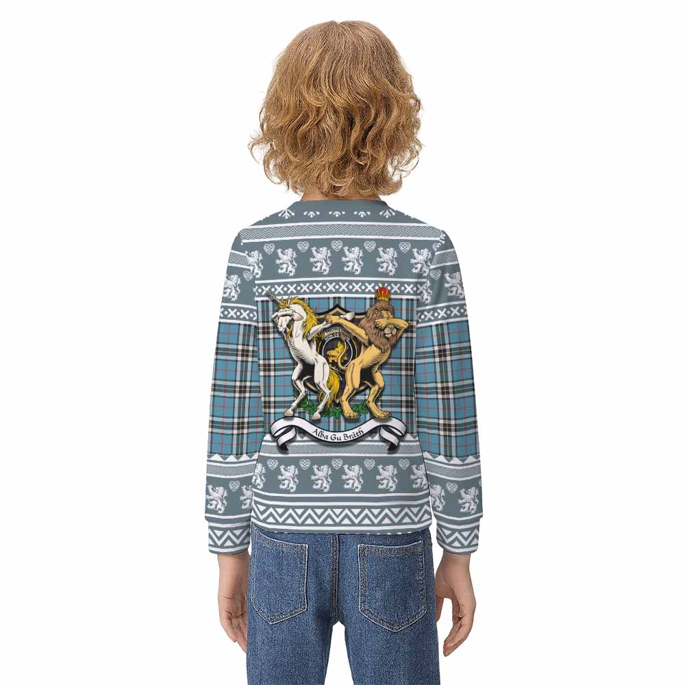 Thompson (Thomson) Clan Tartan Crest Christmas Kid Ugly Sweatshirt Coat of Arms Funny Style - Tartan Vibes Clothing