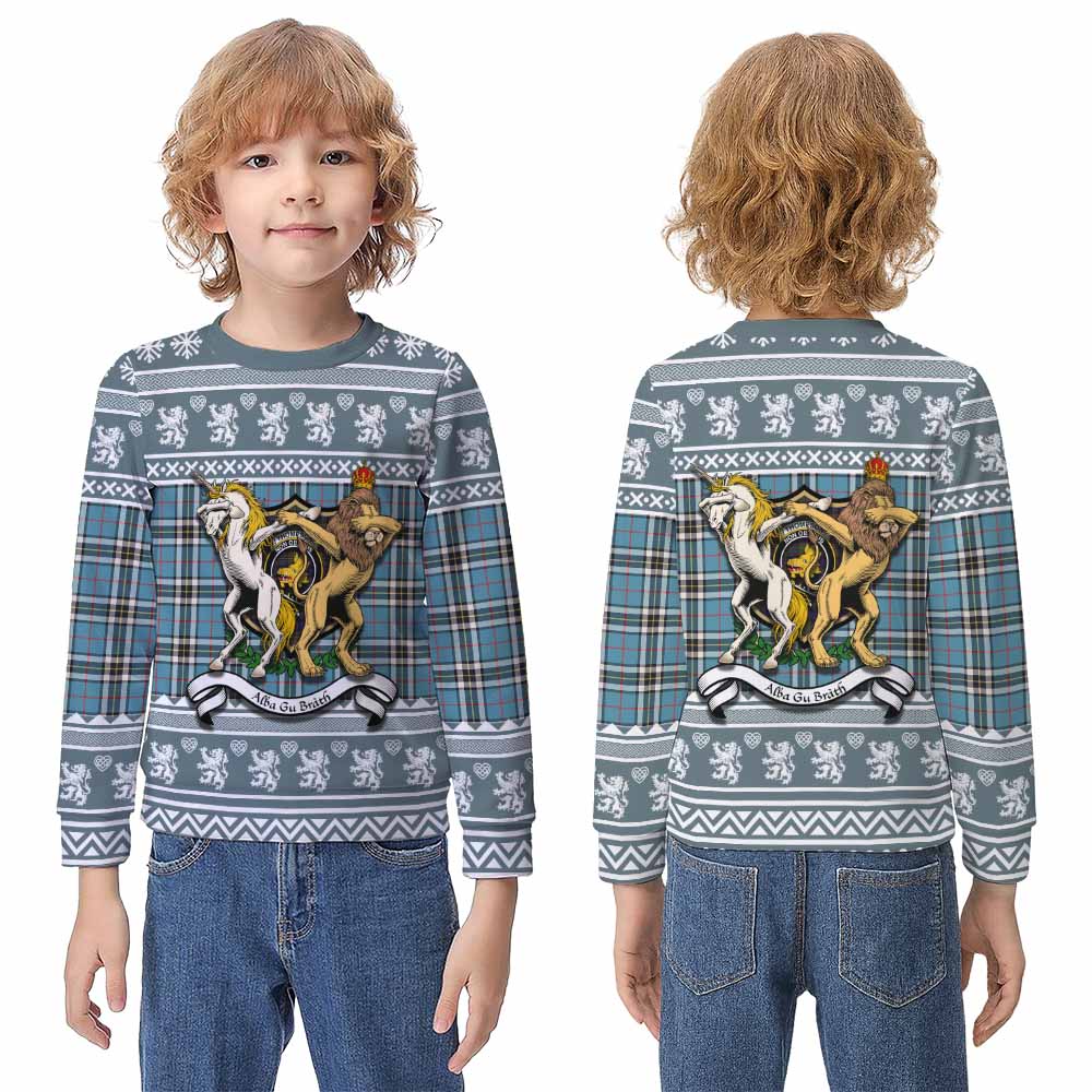 Thompson (Thomson) Clan Tartan Crest Christmas Kid Ugly Sweatshirt Coat of Arms Funny Style - Tartan Vibes Clothing