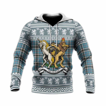Thompson (Thomson) Clan Tartan Crest Christmas Knitted Hoodie Coat of Arms Funny Style - Tartan Vibes Clothing
