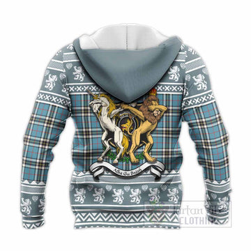 Thompson (Thomson) Clan Tartan Crest Christmas Knitted Hoodie Coat of Arms Funny Style - Tartan Vibes Clothing