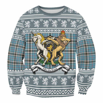 Thompson (Thomson) Clan Tartan Crest Christmas Sweatshirt Coat of Arms Funny Style - Tartan Vibes Clothing