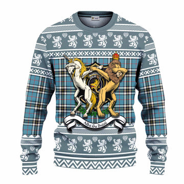 Thompson (Thomson) Clan Tartan Crest Christmas Ugly Sweater Coat of Arms Funny Style - Tartan Vibes Clothing