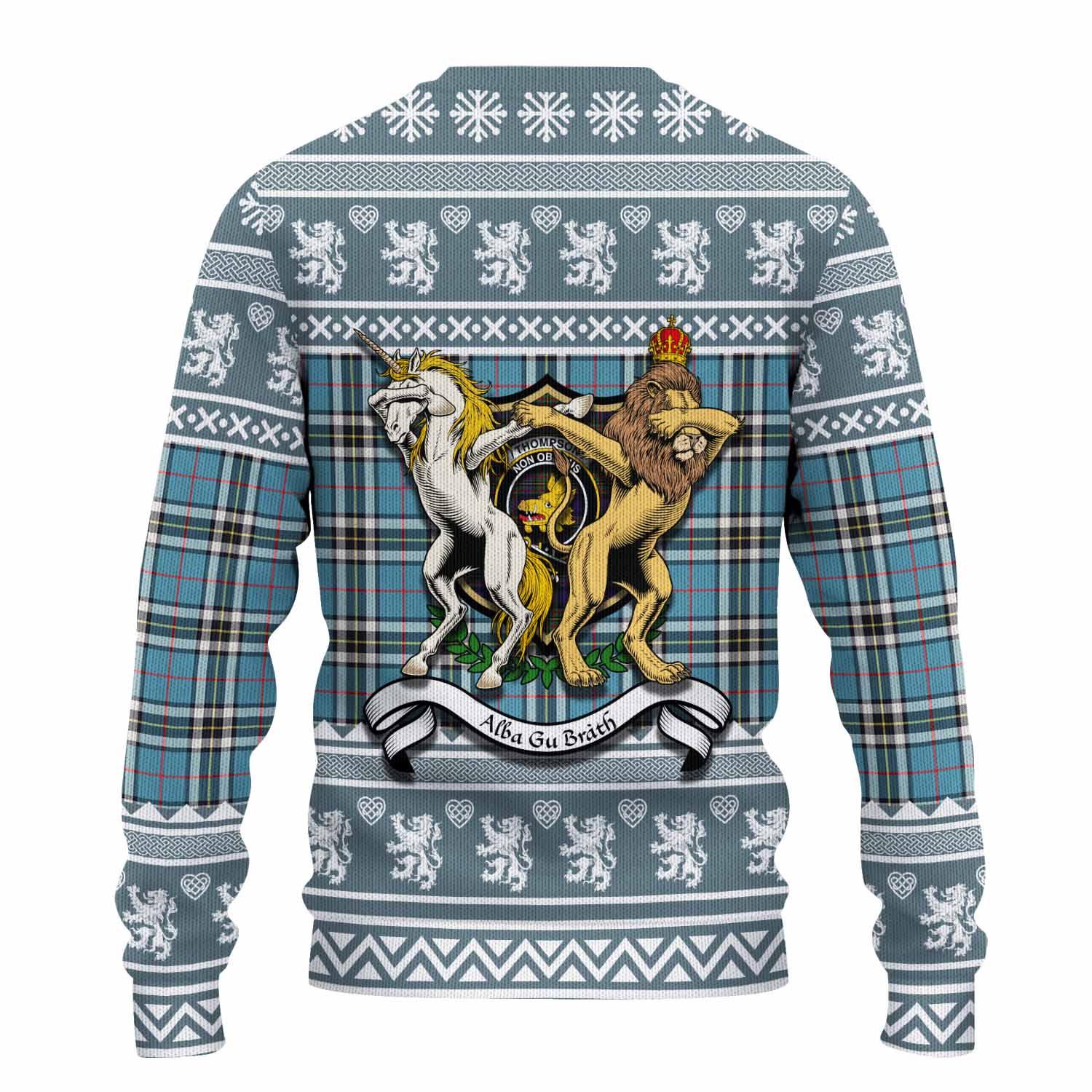 Thompson (Thomson) Clan Tartan Crest Christmas Ugly Sweater Coat of Arms Funny Style - Tartan Vibes Clothing