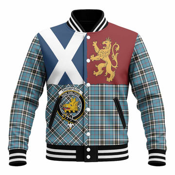 Thompson (Thomson) Crest Tartan Baseball Jacket with Lion Rampant Saltire Style