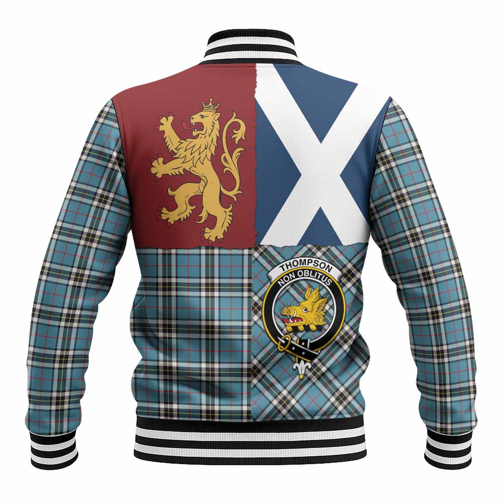 Thompson (Thomson) Crest Tartan Baseball Jacket with Lion Rampant Saltire Style