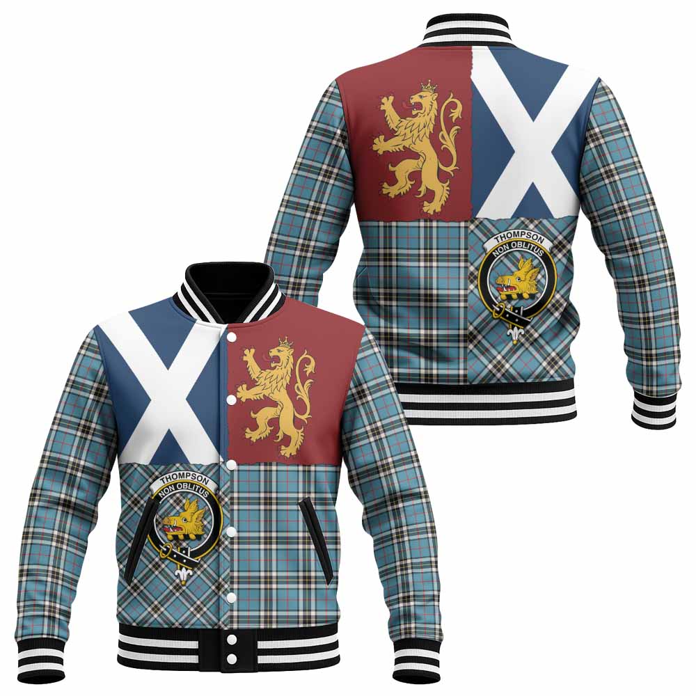 Thompson (Thomson) Crest Tartan Baseball Jacket with Lion Rampant Saltire Style