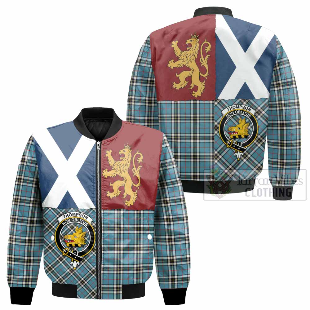 Thompson (Thomson) Crest Tartan Bomber Jacket with Lion Rampant Saltire Style