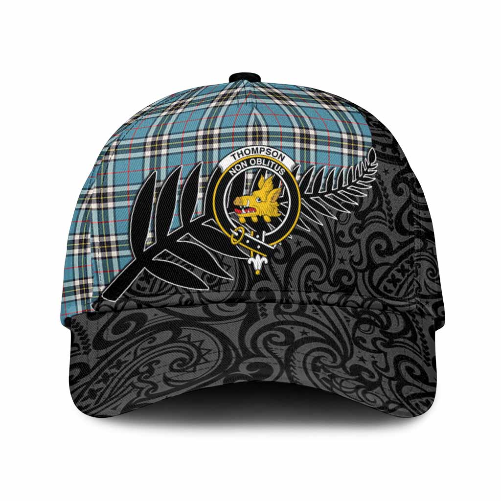 Thompson (Thomson) Crest Tartan Classic Cap with New Zealand Silver Fern Half Style
