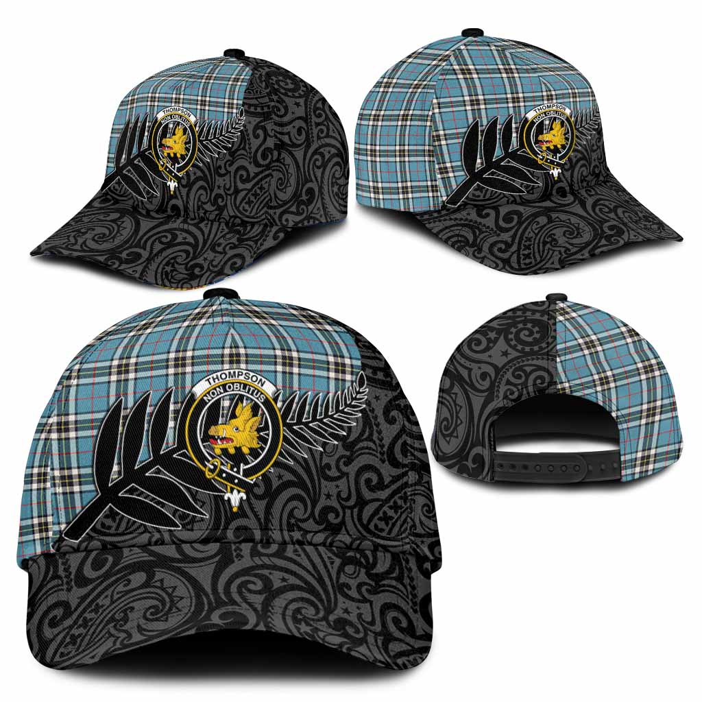 Thompson (Thomson) Crest Tartan Classic Cap with New Zealand Silver Fern Half Style