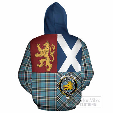 Thompson (Thomson) Crest Tartan Cotton Hoodie with Lion Rampant Saltire Style - Tartan Vibes Clothing