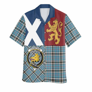 Thompson (Thomson) Crest Tartan Hawaiian Shirt with Lion Rampant Saltire Style