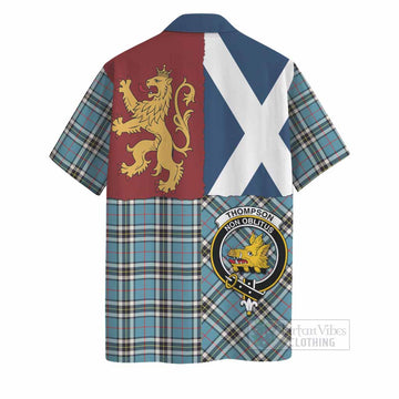 Thompson (Thomson) Crest Tartan Hawaiian Shirt with Lion Rampant Saltire Style