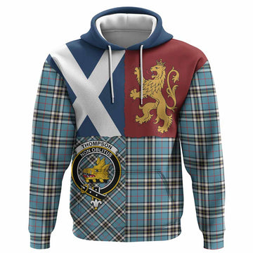 Thompson (Thomson) Crest Tartan Hoodie with Lion Rampant Saltire Style