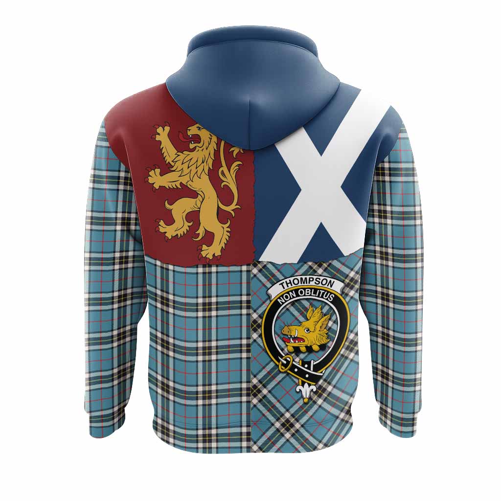 Thompson (Thomson) Crest Tartan Hoodie with Lion Rampant Saltire Style
