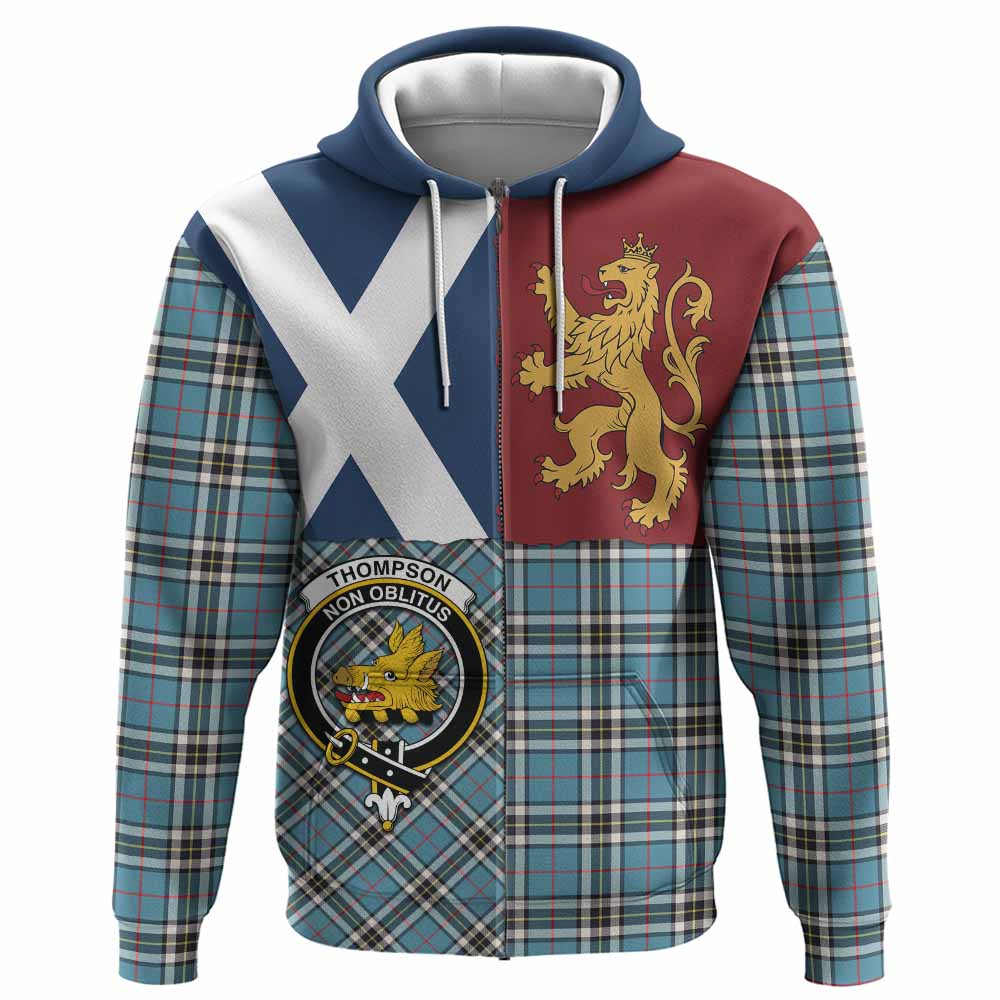 Thompson (Thomson) Crest Tartan Hoodie with Lion Rampant Saltire Style
