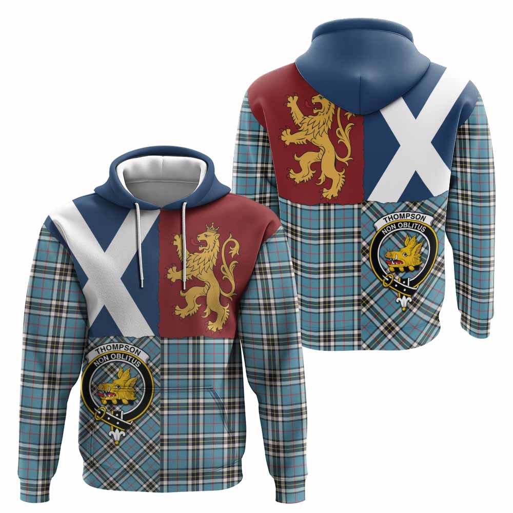 Thompson (Thomson) Crest Tartan Hoodie with Lion Rampant Saltire Style