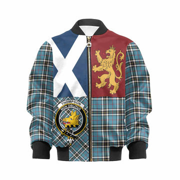 Thompson (Thomson) Crest Tartan Kid Bomber Jacket with Lion Rampant Saltire Style - Tartan Vibes Clothing