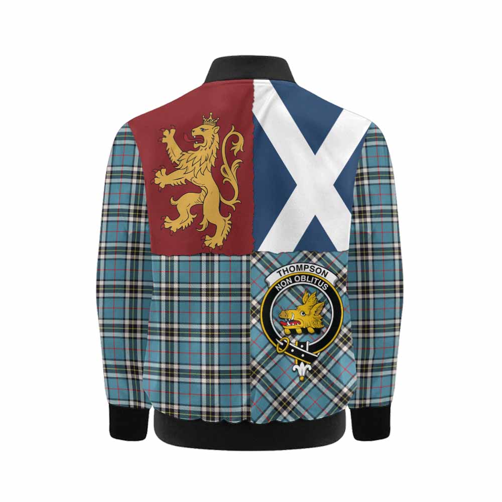 Thompson (Thomson) Crest Tartan Kid Bomber Jacket with Lion Rampant Saltire Style - Tartan Vibes Clothing
