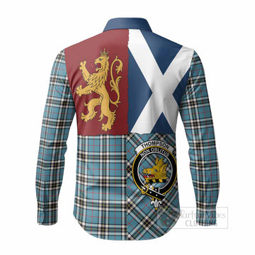 Thompson (Thomson) Crest Tartan Long Sleeve Button Shirts with Lion Rampant Saltire Style