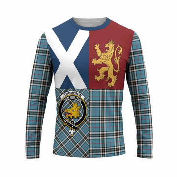 Thompson (Thomson) Crest Tartan Long Sleeve T-Shirt with Lion Rampant Saltire Style