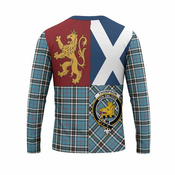 Thompson (Thomson) Crest Tartan Long Sleeve T-Shirt with Lion Rampant Saltire Style