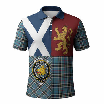 Thompson (Thomson) Crest Tartan Polo Shirt with Lion Rampant Saltire Style