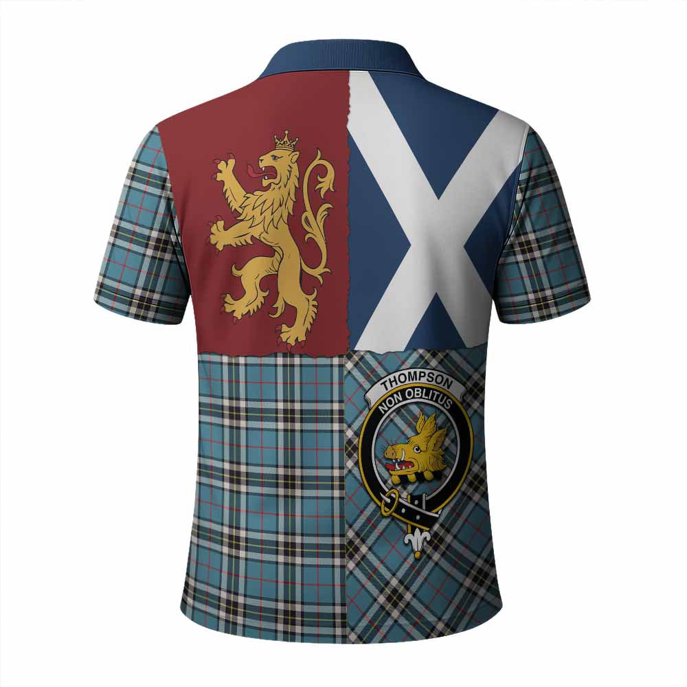 Thompson (Thomson) Crest Tartan Polo Shirt with Lion Rampant Saltire Style