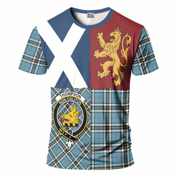 Thompson (Thomson) Crest Tartan T-Shirt with Lion Rampant Saltire Style