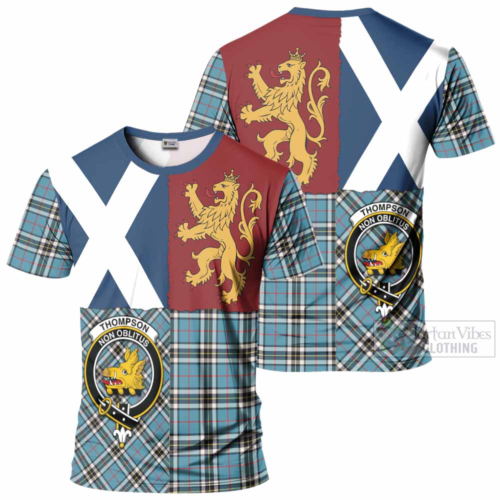 Thompson (Thomson) Crest Tartan T-Shirt with Lion Rampant Saltire Style